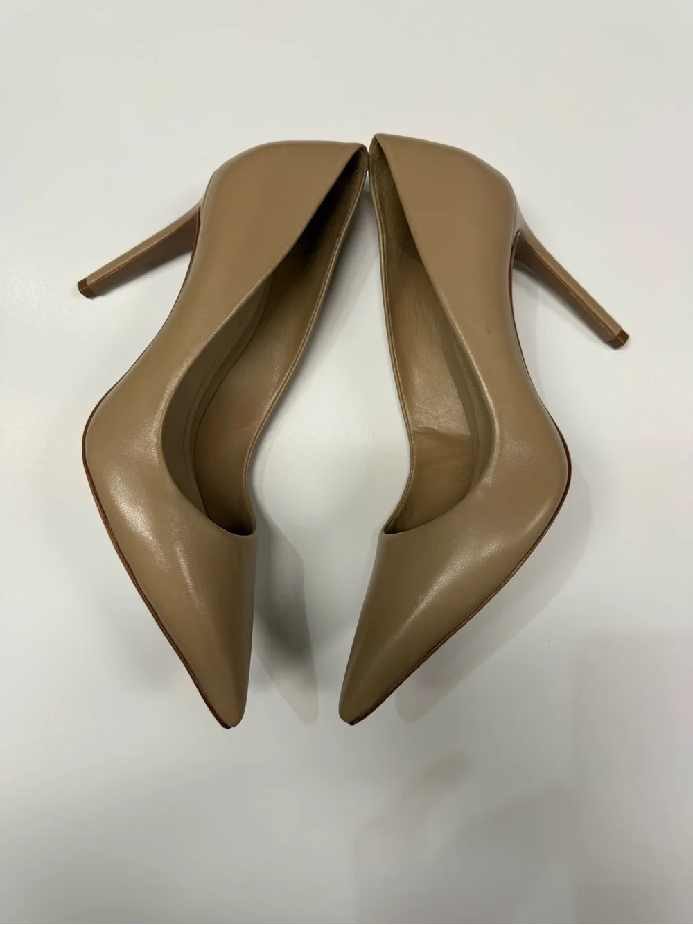 SCHUTZ Nude Pointed Toe Leather Pumps 8.5